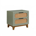 Table de chevet 60 x 40 x 65 cm en bois vert sauge avec tiroirs style rétro